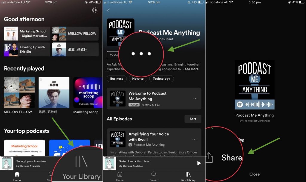 How to share a podcast show on Spotify