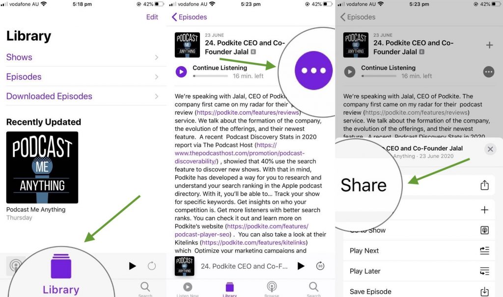 How to share a specific podcast episode on Apple Podcasts